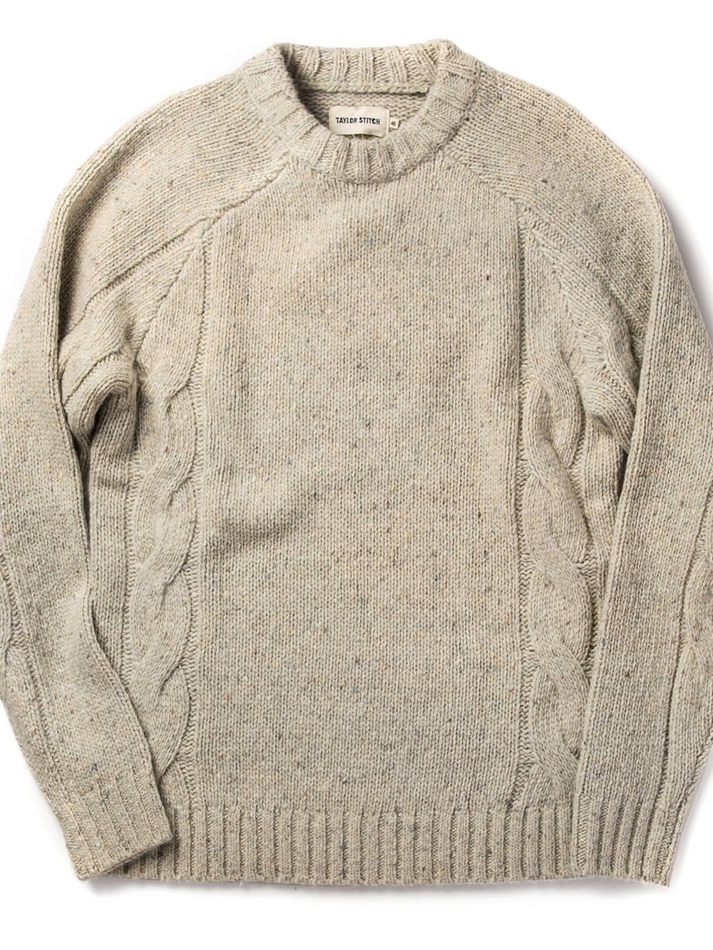 Taylor Stitch Oatmeal Cable-Knit Crewneck Sweater